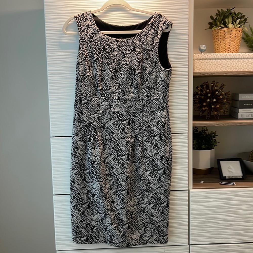 Black and white textured a-line dress